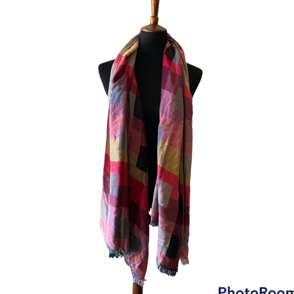 Plaid colorful long scarf